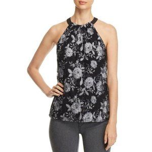 Le Gali black silver embroidered top sleeveless blouse size small